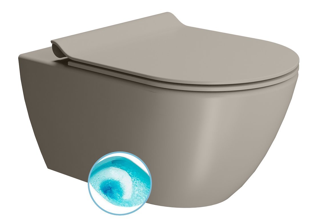 GSI PURA COLOR PURA závesná WC misa, Swirlflush, 36x55cm, tortora dual-mat 881505