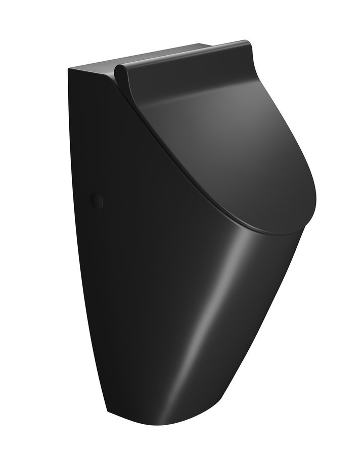 GSI COMMUNITY urinál so zakrytým prívodom vody s otvormi pre veko 31x65cm, čierna mat 909826