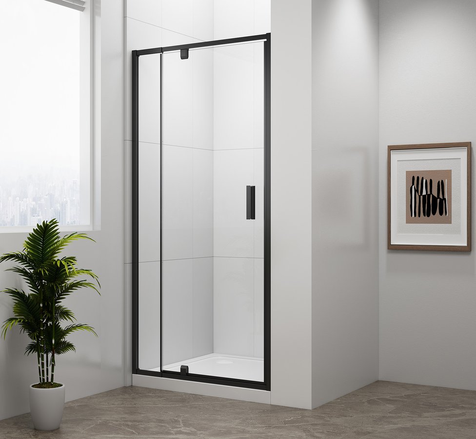 Polysan EASY BLACK otočné sprchové dvere 760-900mm, číre sklo EL1615B