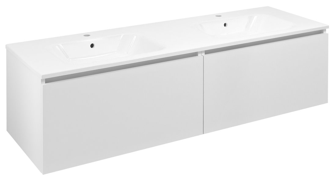 Sapho LOREA skrinka s dvojumývadlom 161x46x51,5cm (80+80cm), biela matná LE080-3131-01