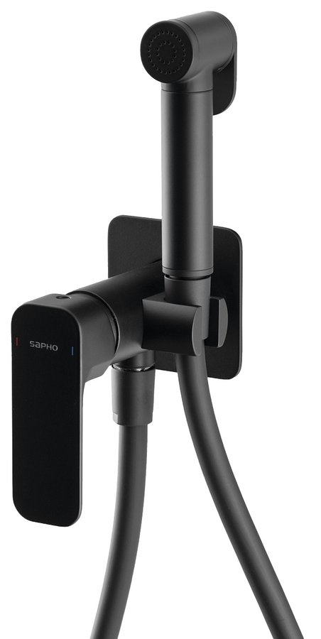 Sapho SPY podomietková batéria s bidetovou spŕškou, čierná matná PY13/15