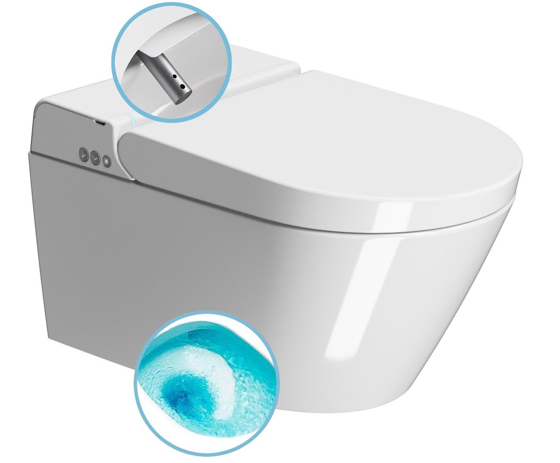 GSI WCLEAN závesné WC Swirlflush s integrovaným elektronickým bidetom, biela ExtraGlaze 7418K11