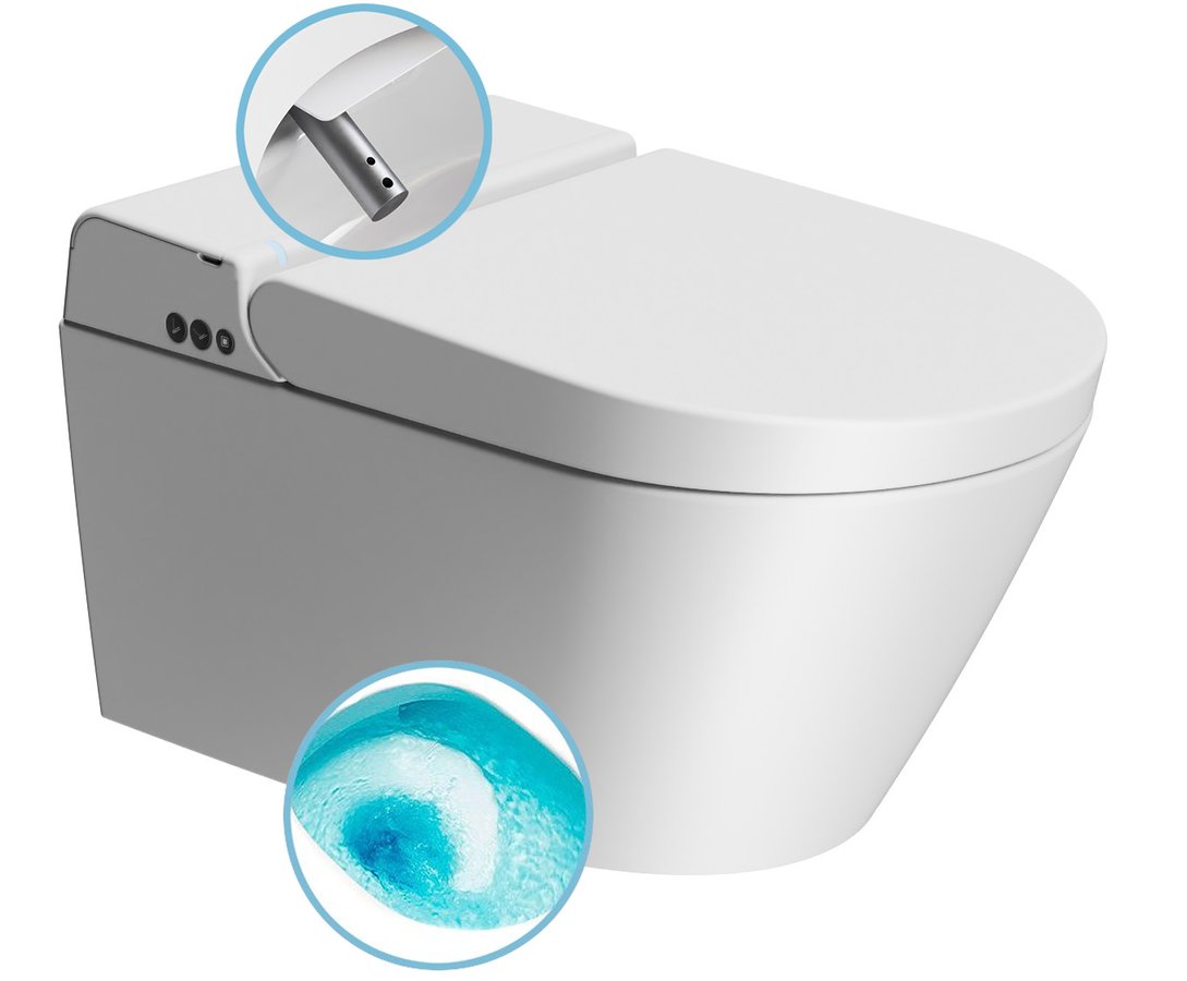GSI WCLEAN závesné WC Swirlflush s integrovaným elektronickým bidetom, biela dual-mat 7418K09