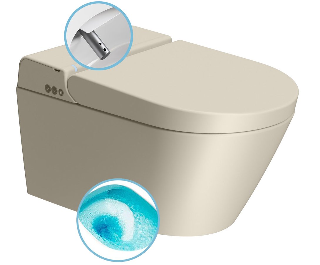 GSI WCLEAN závesné WC Swirlflush s integrovaným elektronickým bidetom, creta dual-mat 7418K08