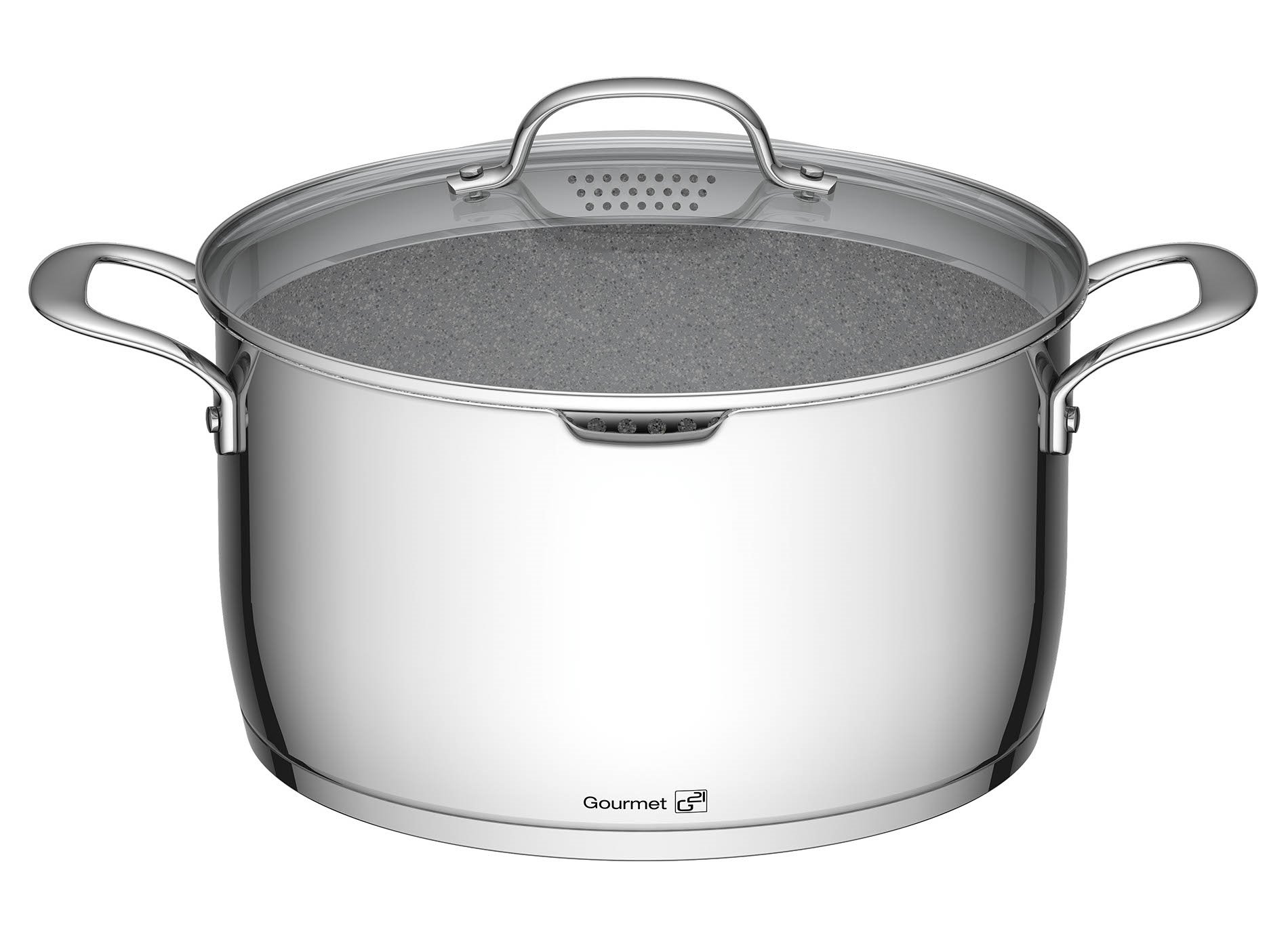 G21  Hrniec G21 Gourmet Miracle s cedníkom 28 cm s pokrievkou nerez/greblon 60022155