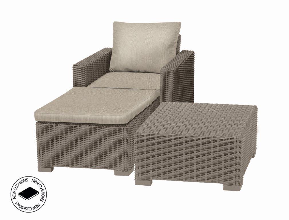 Keter  Záhradný nábytok Keter set stôl + kreslo + podnožka California cappuccino 610225