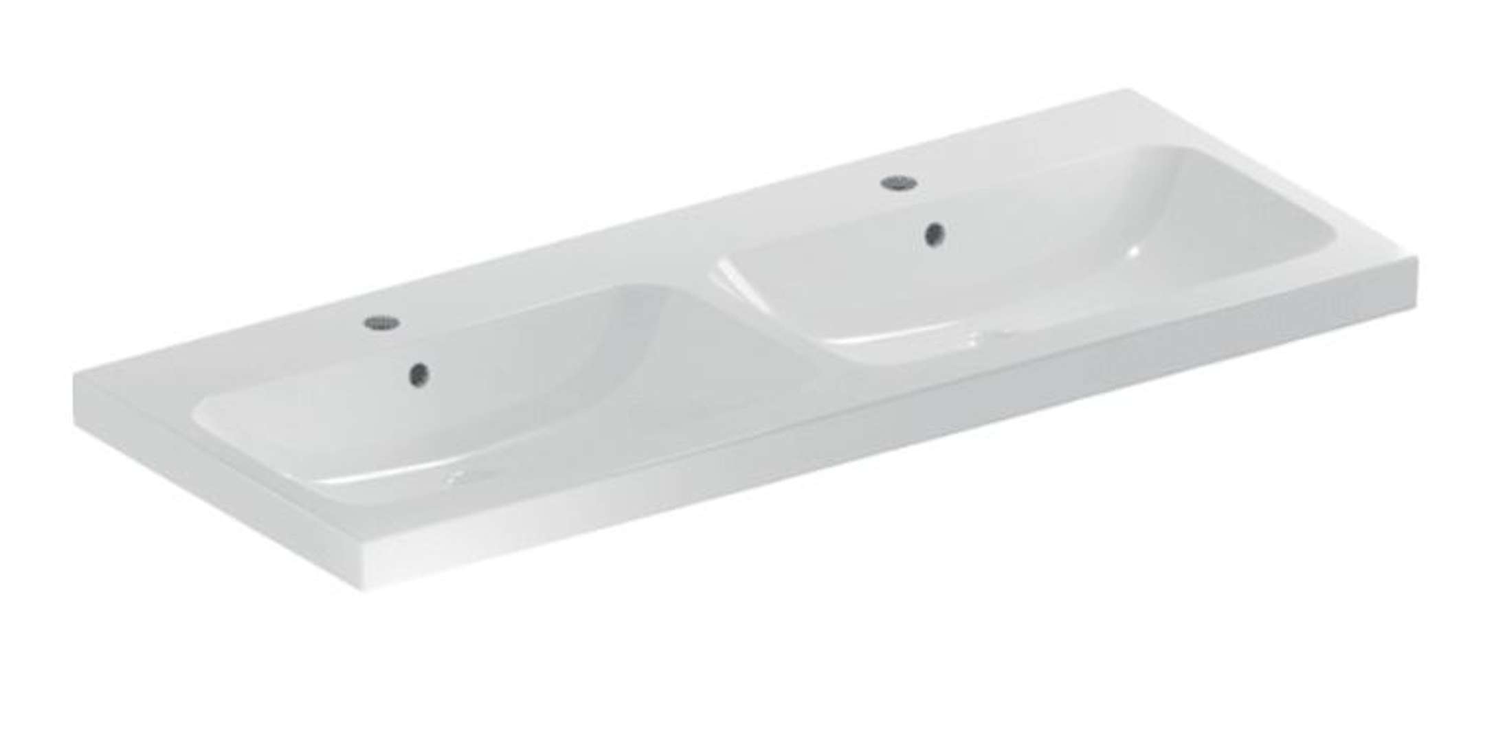 Geberit iCon Dvojumývadlo, 120x48 cm, s prepadom, 2 otvory na batérie, KeraTect, biela 501.838.00.2