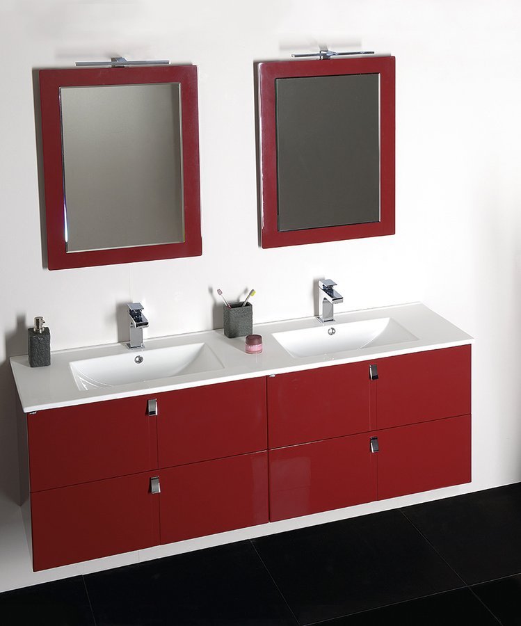 Sapho Kúpeľňový set MITRA 120, dvojumývadlo, bordo KSET-007