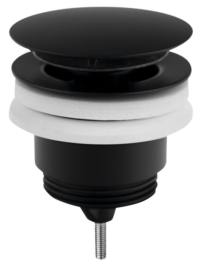 Omp Tea Umyvadlová výpust 5/4“, click-clack, veľká zátka, 10-45mm, čierna mat 7532.310.5X