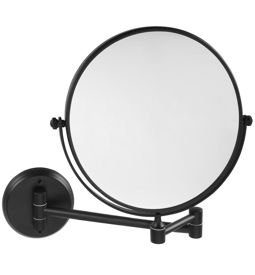 Sapho X-ROUND BLACK E závesné kozmetické zrkadlo, priemer 200mm, obojstranné, čierna mat XR010B