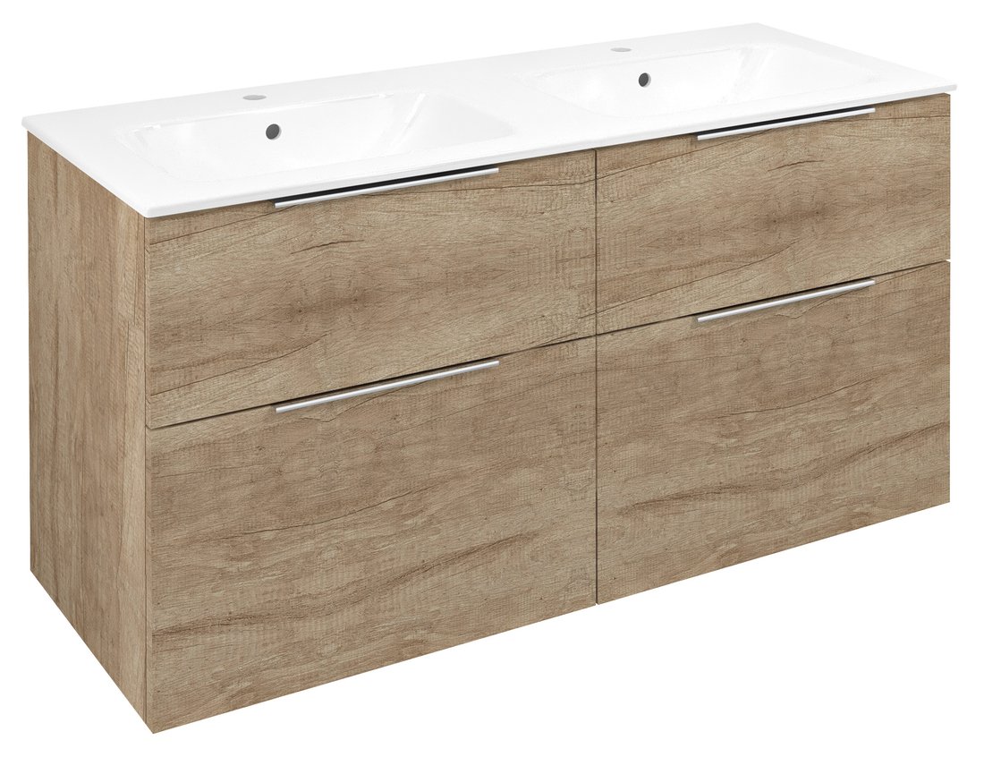 Sapho CIRASA umývadlová skrinka s dvojitým umývadlom 121x66x46cm, dub alabama CR121-2222-21