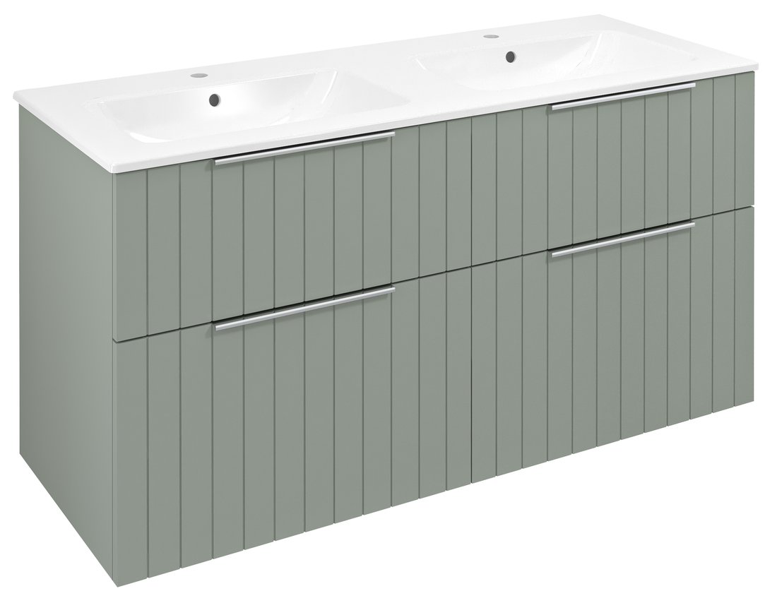 Sapho CIRASA umývadlová skrinka s dvojitým umývadlom 121x66x46cm, verde strip CR121-4444S-21