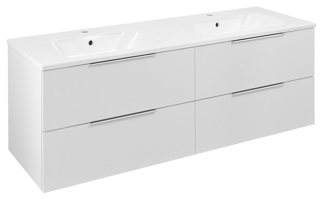 Sapho CIRASA umývadlová skrinka s dvojitým umývadlom 141x54x46cm, biela lesk CR141-3030-21