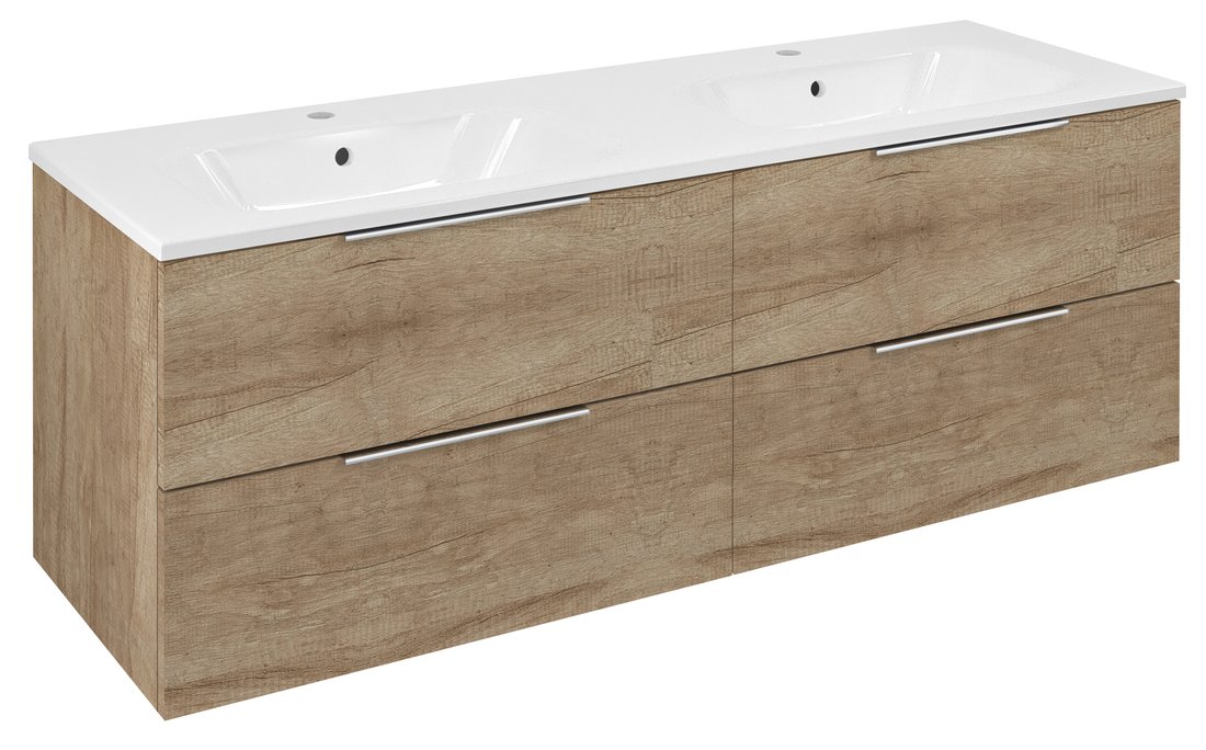 Sapho CIRASA umývadlová skrinka s dvojitým umývadlom 141x54x46cm, dub alabama CR141-2222-21