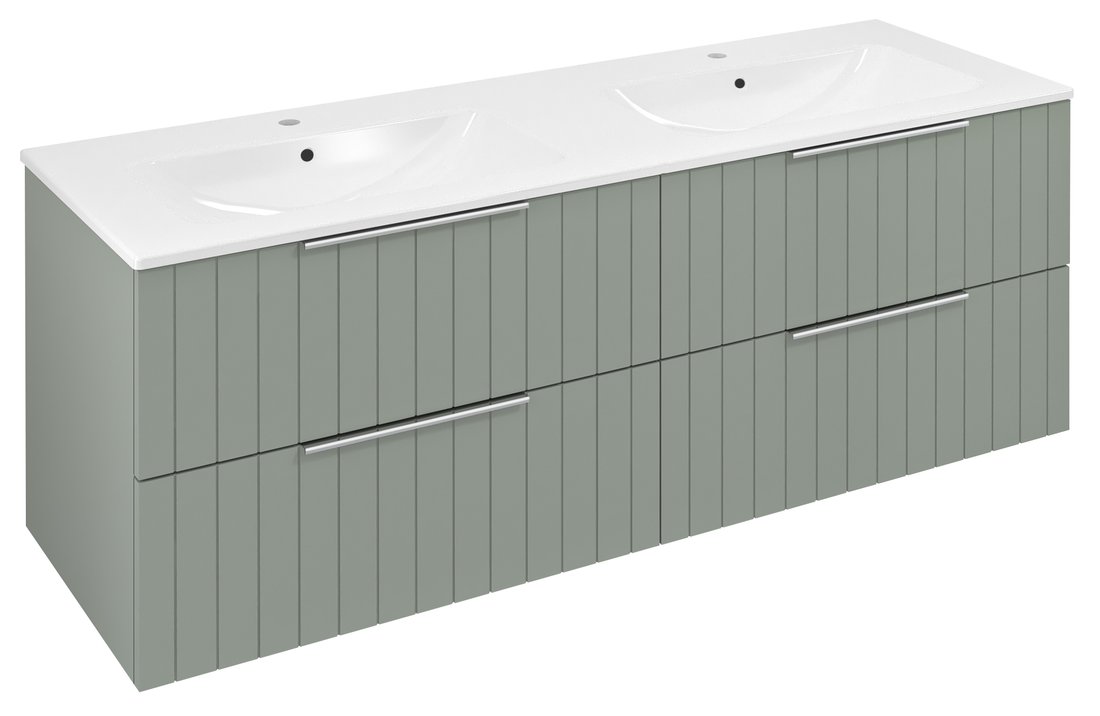 Sapho CIRASA umývadlová skrinka s dvojitým umývadlom 141x54x46cm, verde strip CR141-4444S-21