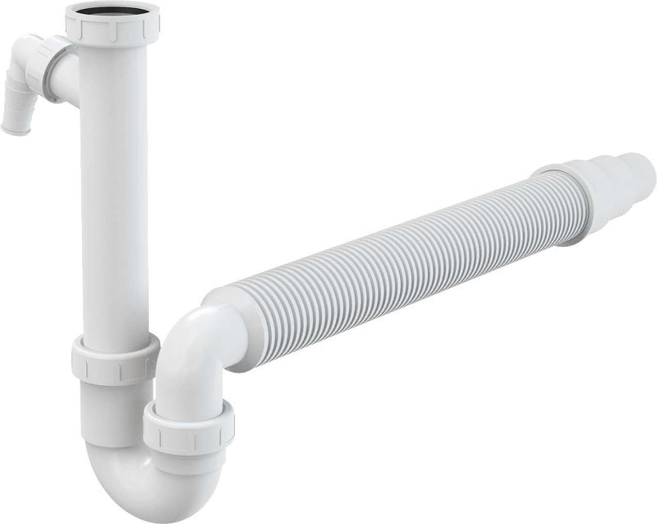 Alcadrain Sifóny Sifón rúrkový priemer 50/40 mm s prevlečnou maticou a prípojkou, flexi hadica A83-DN50/40