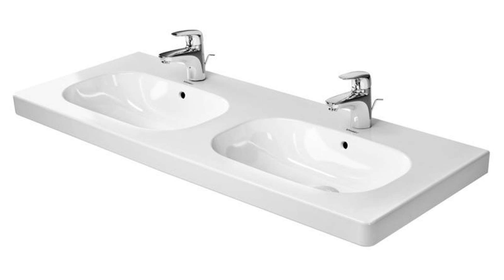 Duravit D-Code Dvojumývadlo nábytkové, 120x49 cm, s prepadom, 3 otvory na batérie, biela 03481200302