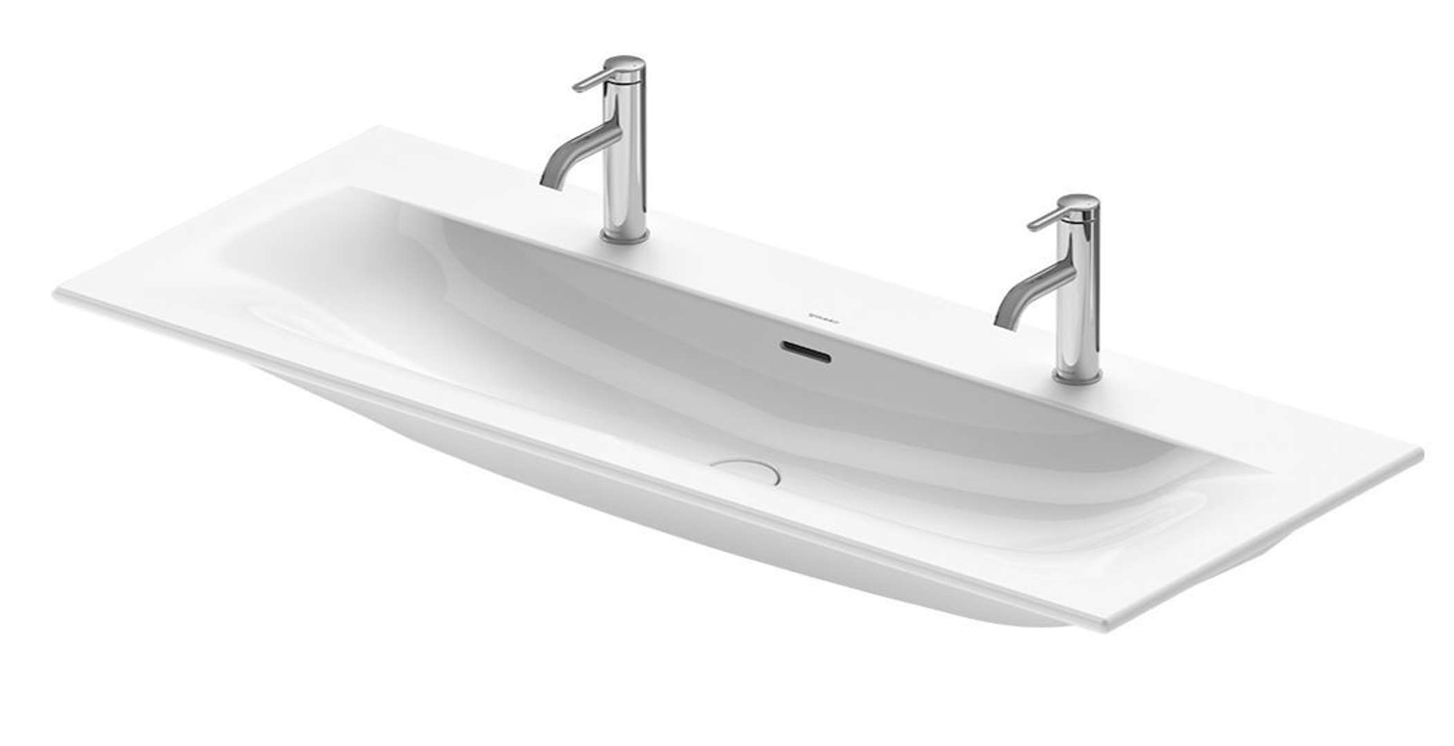 Duravit Viu Dvojumývadlo, 123x49 cm, s prepadom, 2 otvory na batériu, biela 2344120024