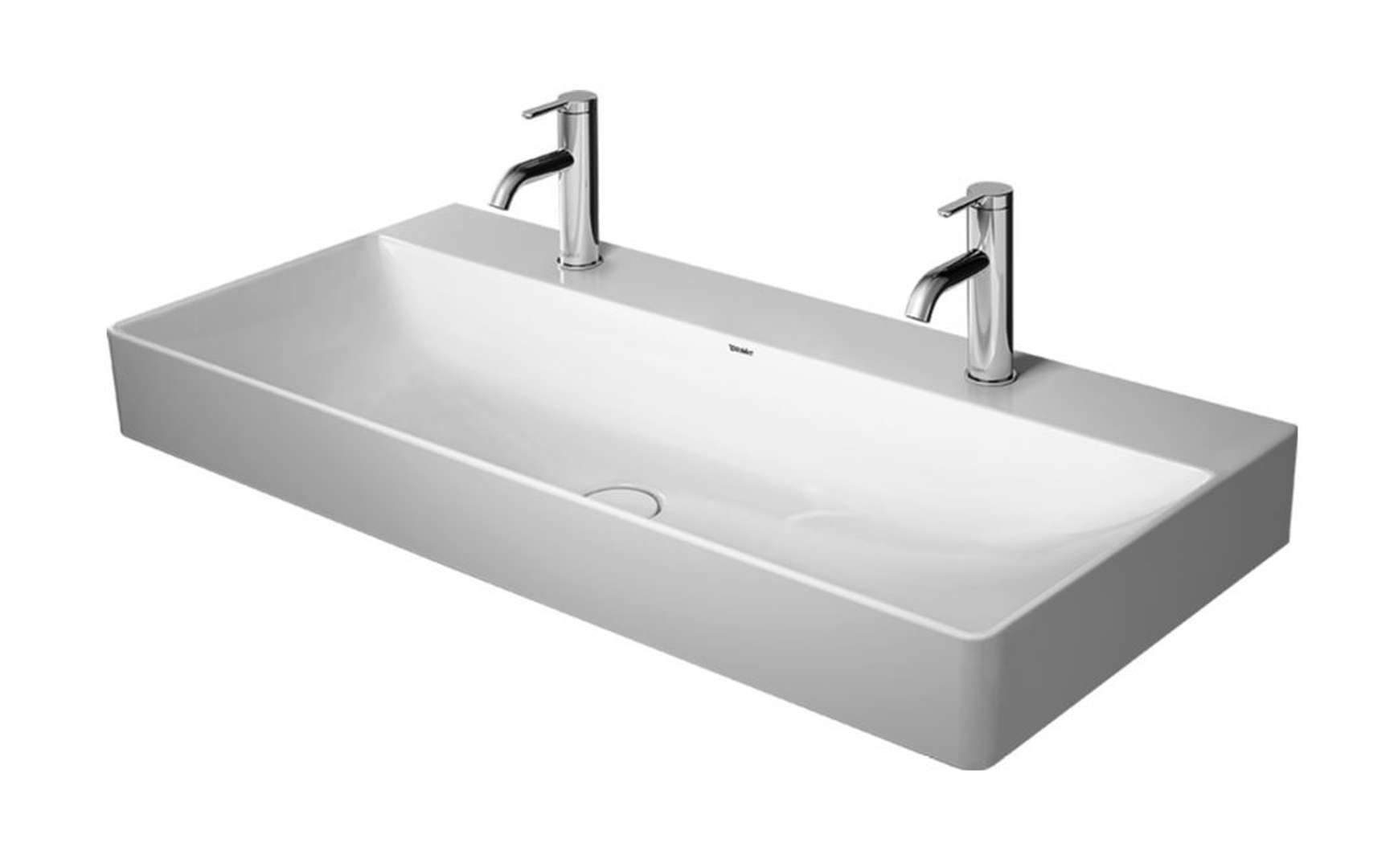Duravit DuraSquare Dvojumývadlo nábytkové, 100x47 cm, bez prepadu, 2 otvory na batérie, DuraCeram, WonderGliss, biela 23531000721