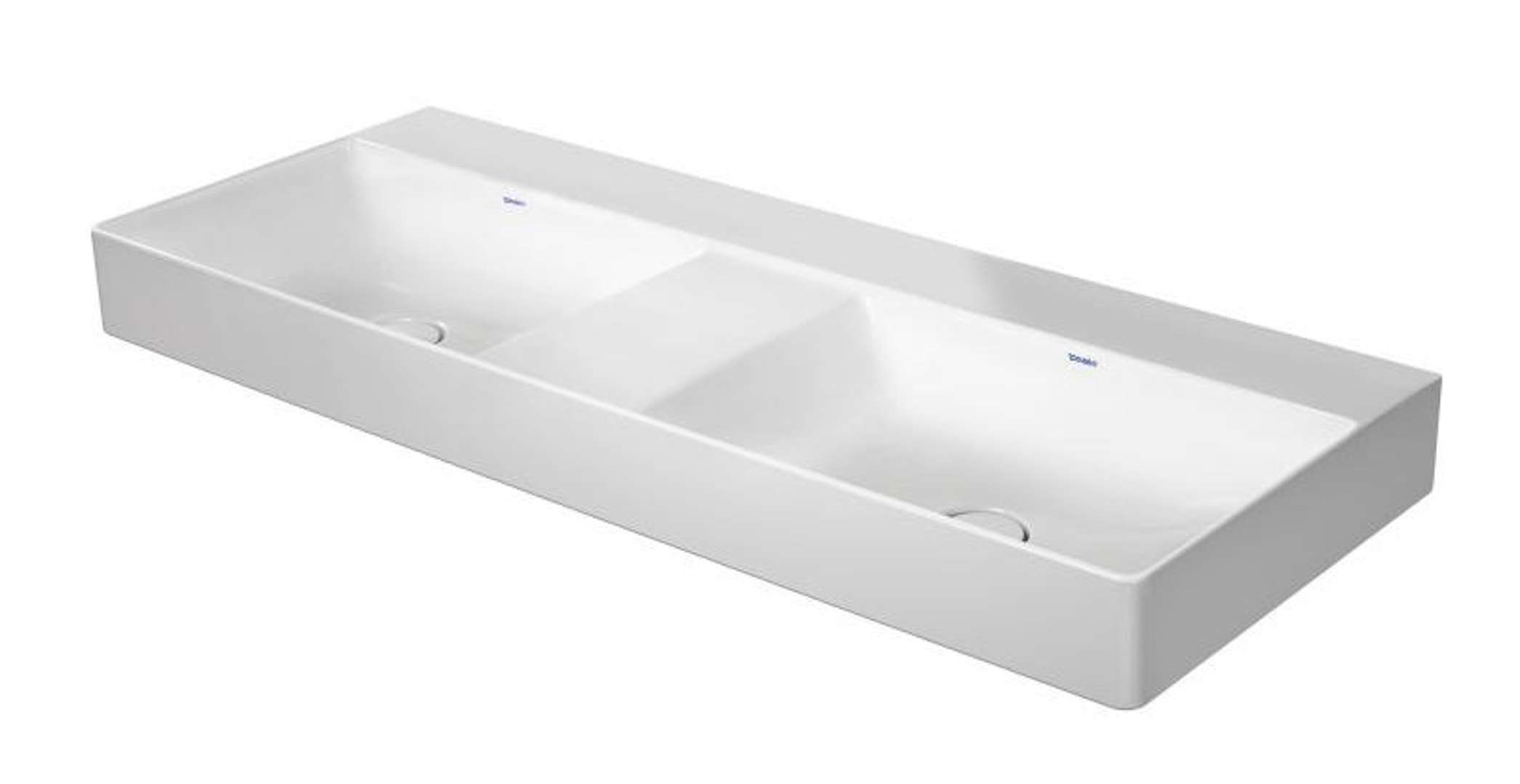Duravit DuraSquare Dvojumývadlo nábytkové, 120x47 cm, bez prepadu, bez otvoru na batériu, DuraCeram, WonderGliss, biela 23531200791