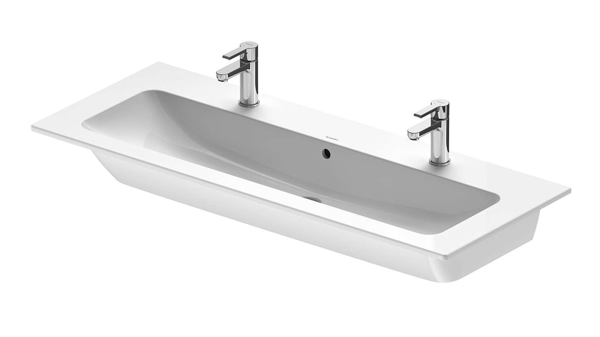 Duravit ME by Starck Nábytkové dvojumývadlo, 123x49 cm, 2 otvory na batérie, s WonderGliss, biela 23611200241