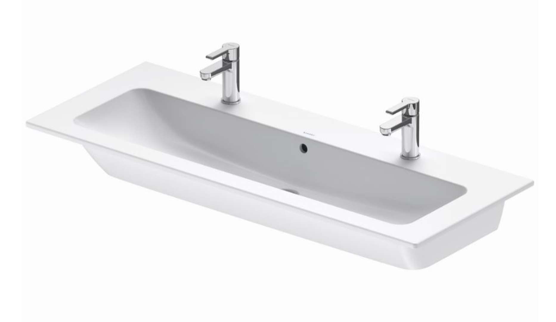 Duravit ME by Starck Nábytkové dvojumývadlo, 123x49 cm, 2 otvory na batérie, s WonderGliss, matná biela 23611232241