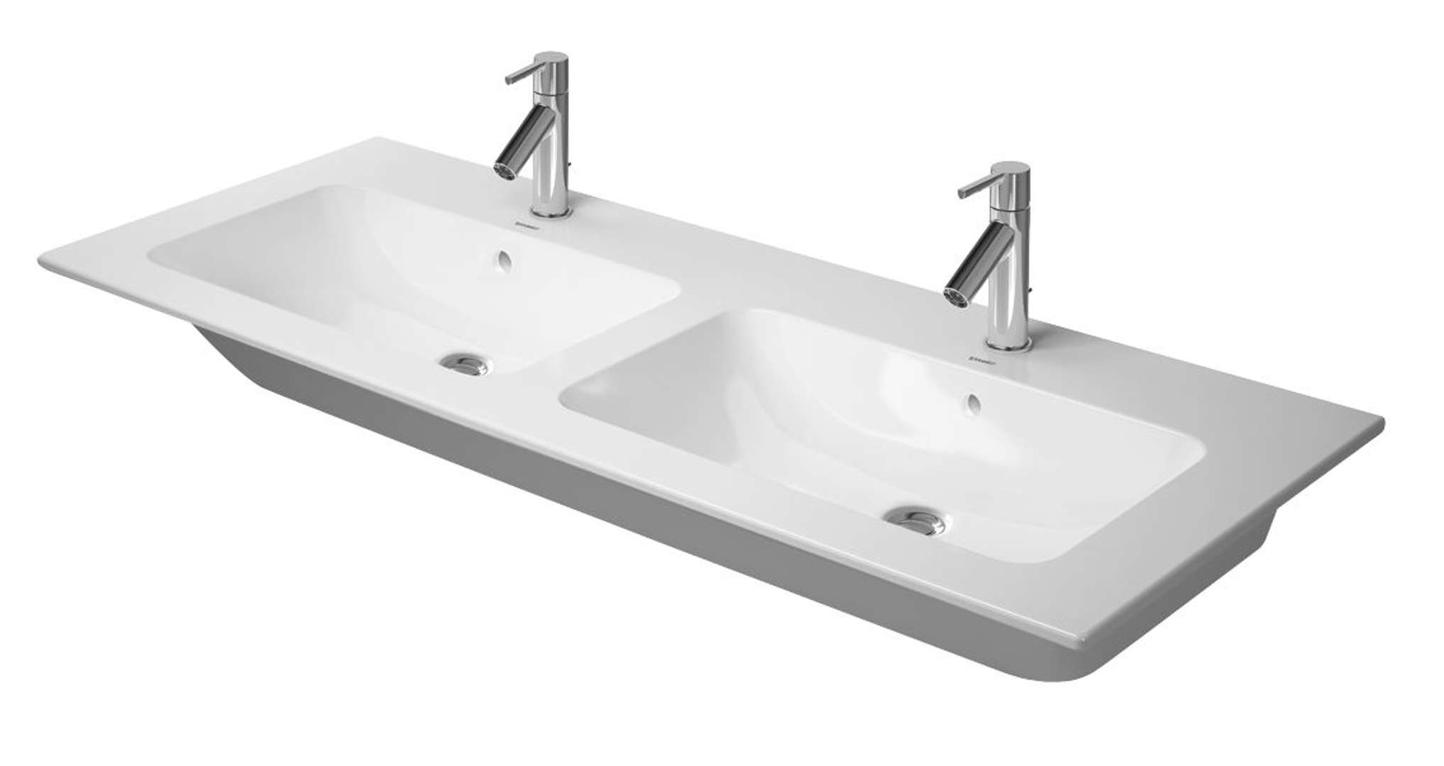 Duravit ME by Starck Nábytkové dvojumývadlo, 130x49 cm, s 2 otvormi na batérie, s WonderGliss, matná biela 23361332001
