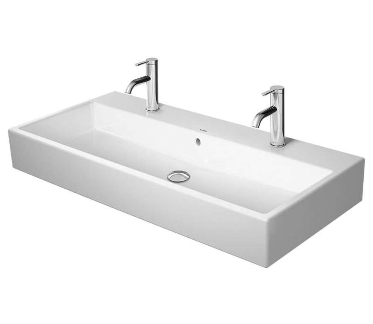 Duravit Vero Air Dvojumývadlo nábytkové, 100x47 cm, s prepadom, s otvormi na batérie, WonderGliss, biela 23501000261