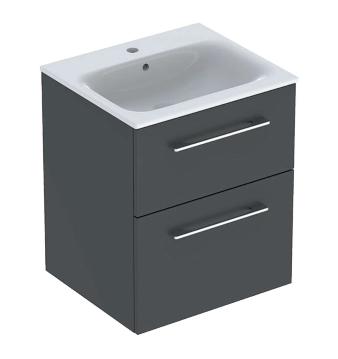 Geberit Selnova Square Umývadlová skrinka 64x54x48 cm, s umývadlom, 2 zásuvky, lávová mat 501.233.00.1