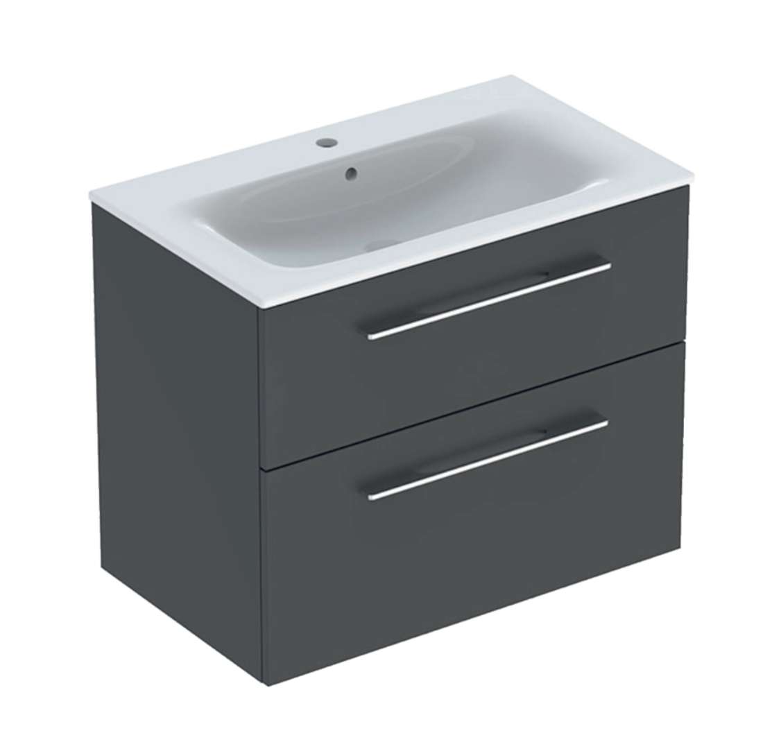 Geberit Selnova Square Umývadlová skrinka 64x79x48 cm, s umývadlom, 2 zásuvky, lávová mat 501.241.00.1