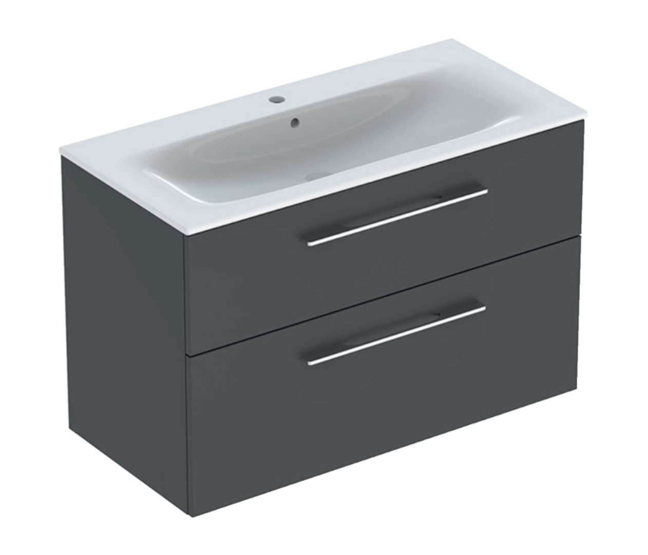 Geberit Selnova Square Umývadlová skrinka 64x99x48 cm, s umývadlom, 2 zásuvky, lávová mat 501.245.00.1