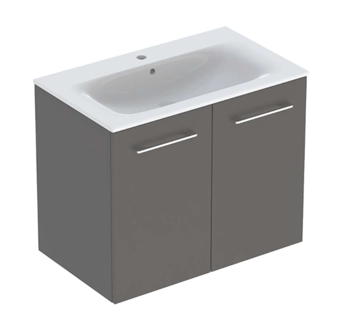 Geberit Selnova Square Umývadlová skrinka 64x79x48 cm, s umývadlom, 2 dvierka, lávová mat 501.257.00.1