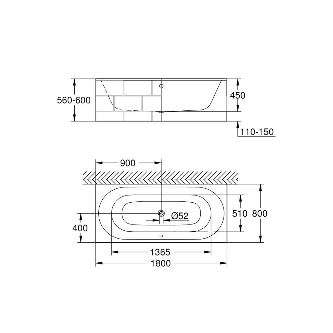 Grohe  Vaňa 180x80 cm, EasyClean, alpská biela 3962000H-GR