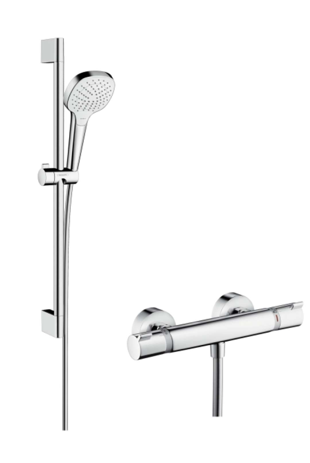 Hansgrohe Croma Select E Sprchový set Vario s termostatom, 3 prúdy, sprchová tyč 65 cm, biela/chróm 27081400-HG