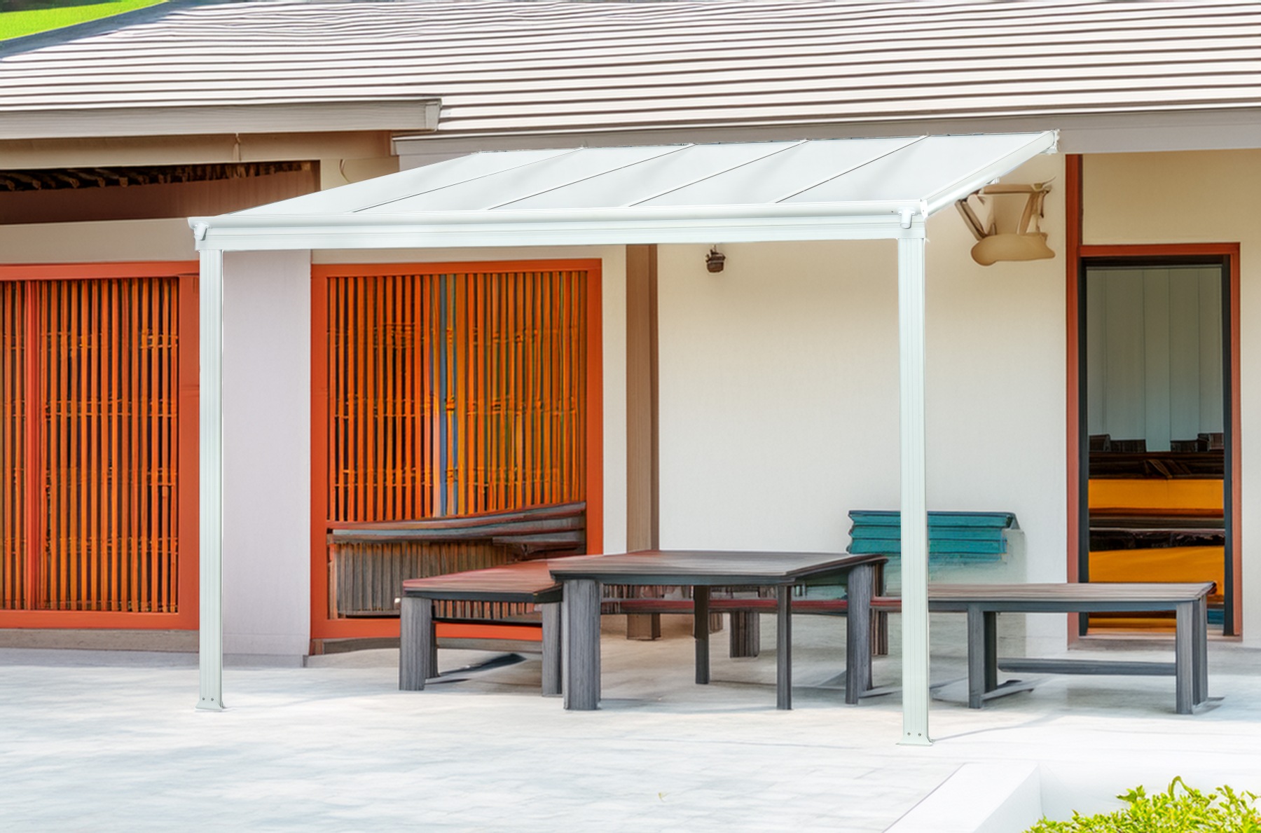 LANIT PLAST, s.r.o. hliníková pergola LANITPLAST WALL 33 biela + číry PC LG2085