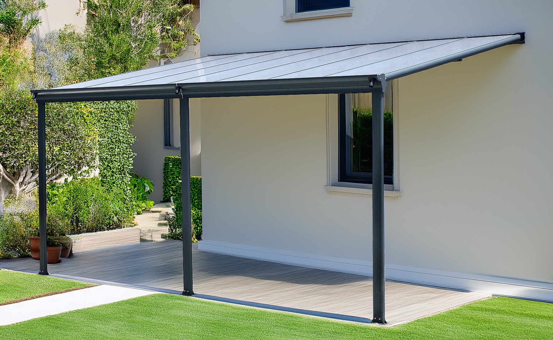 LANIT PLAST, s.r.o. hliníková pergola LANITPLAST WALL 53 antracit + opál PC LG2130