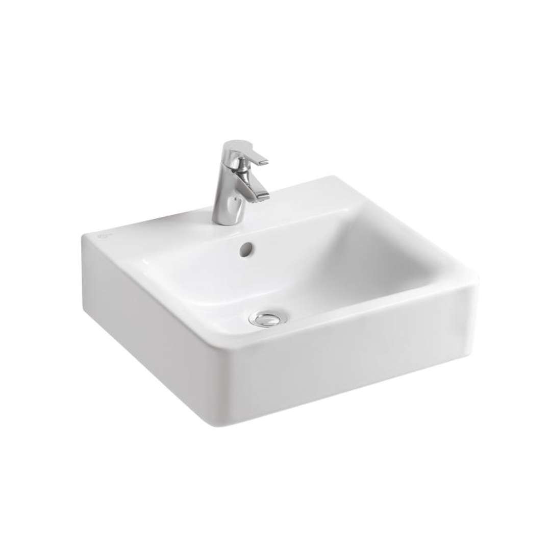 Ideal Standard Connect Umývadlo Cube, 50x46x18 cm, s prepadom, otvor na batériu, s Ideal Plus, biela E7138MA
