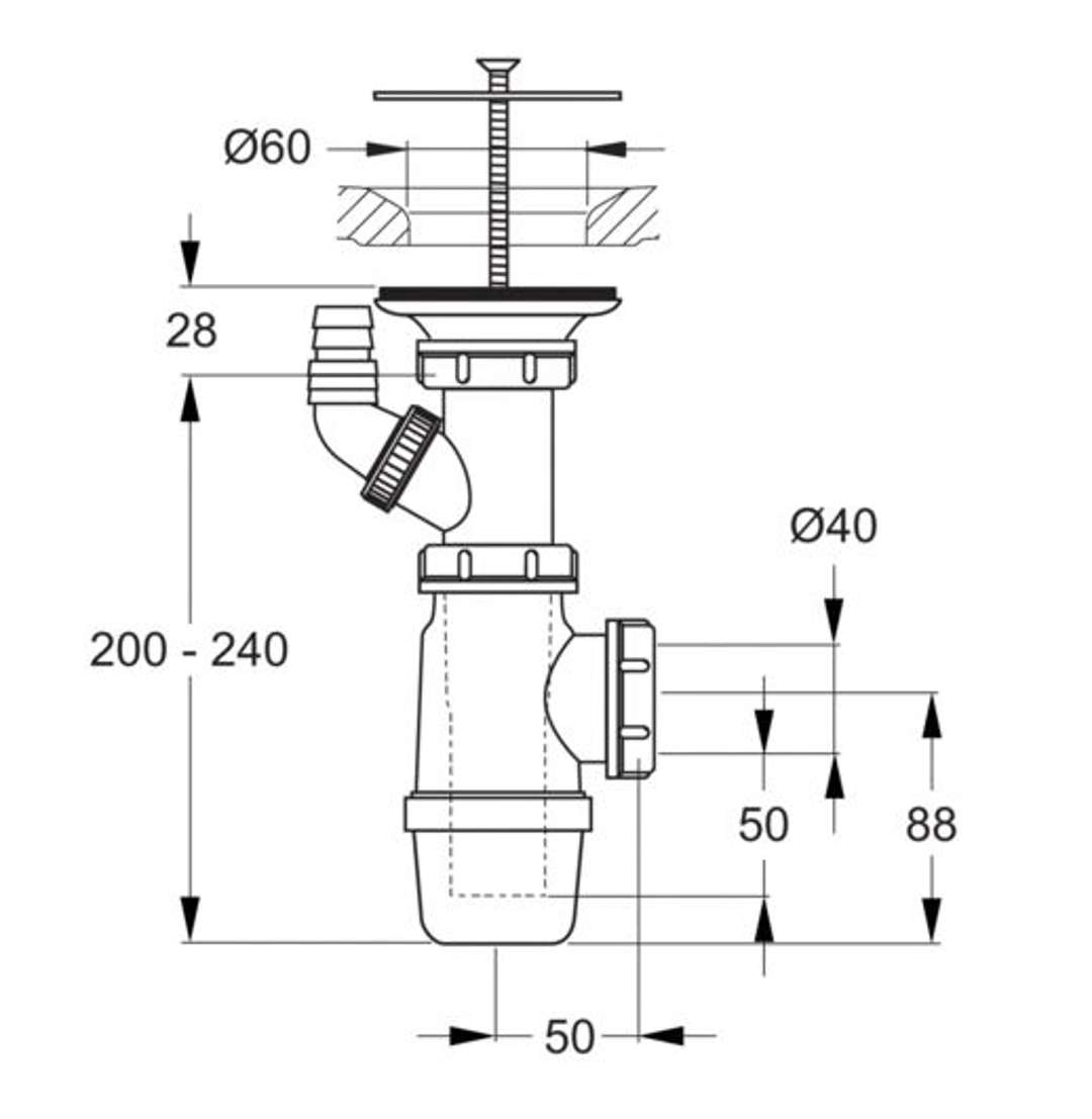 Ideal Standard Výlevky Sifón vr. krytky odpadu, chróm D5870AA
