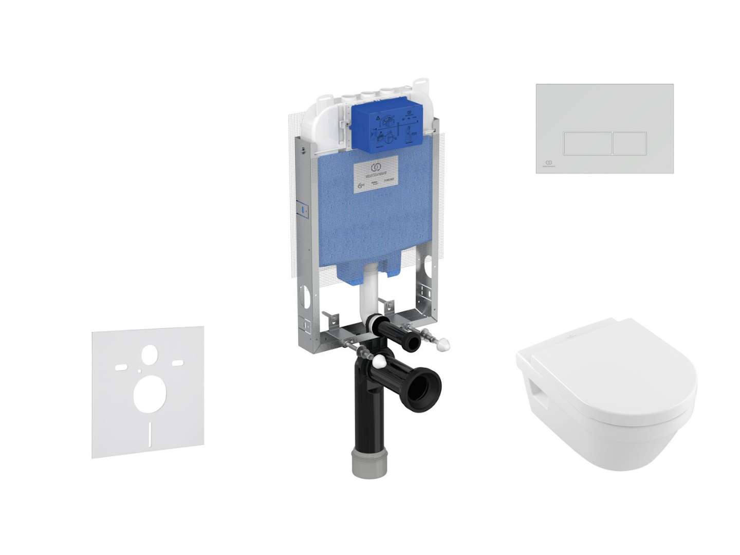 Ideal Standard ProSys Set predstenovej inštalácie, klozetu a sedadla Architectura, tlačidla Oleas M2, DirectFlush, SoftClose, CeramicPlus, chróm ProSys80M SP117