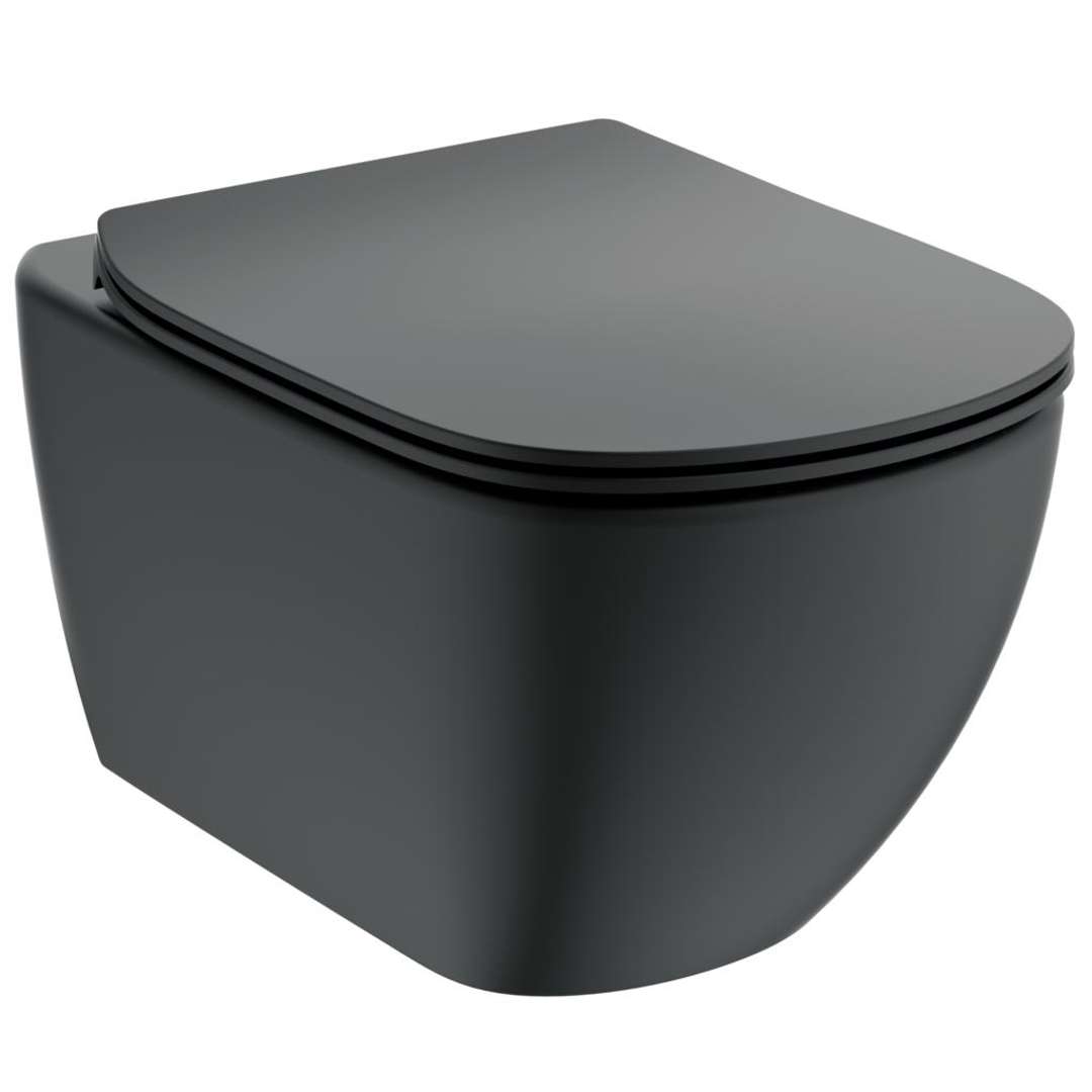 Ideal Standard Tesi Závesné WC s doskou SoftClose, Aquablade, čierna T3546V3