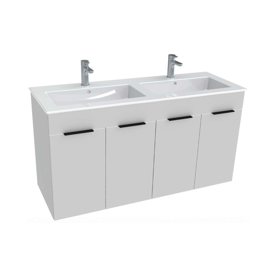 Jika Cube Skrinka s dvojumývadlom, 118x42x62 cm, biela H4536611763001