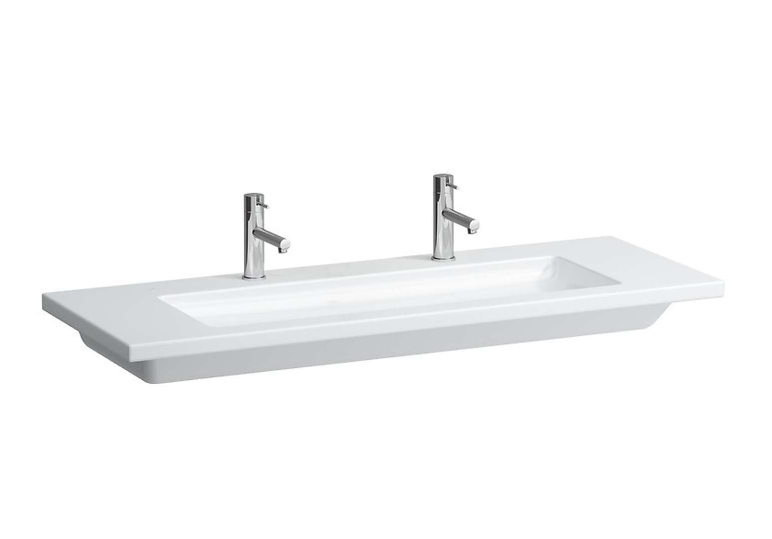 Laufen Living Dvojumyvadlo do nábytku, 130x48 cm, bílá - 2 otvory pro baterii, bez přepadu, s LCC H8164364001151