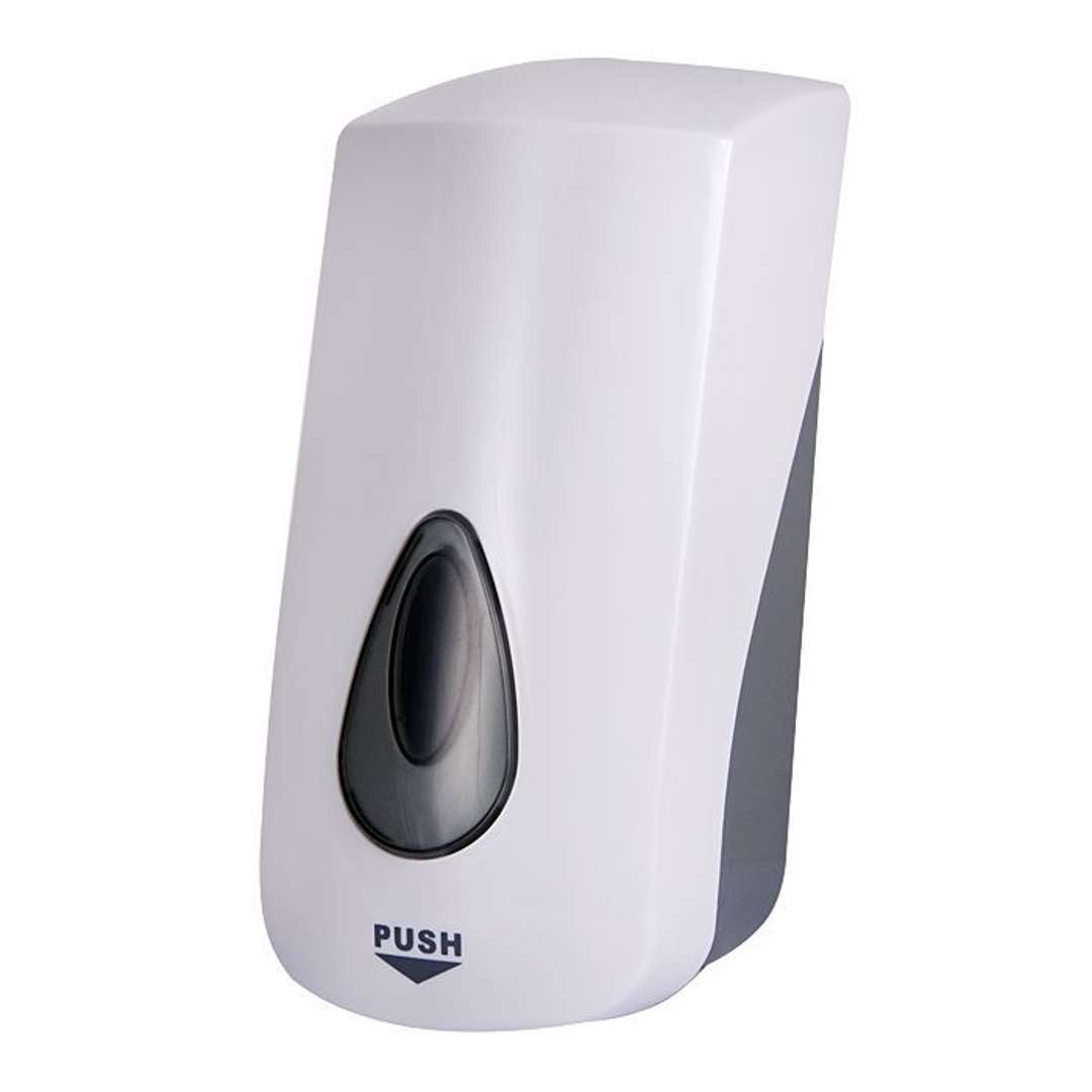 Sanela Plastové doplnky Dávkovač tekutej a gélovej dezinfekcie a gélového mydla, 1000 ml, biela SLDN 06