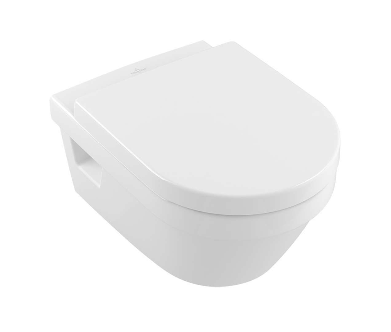 Villeroy & Boch Architectura Závesné WC, WC doska SoftClose, Rimless, s CeramicPlus, alpská biela 5684HRR1