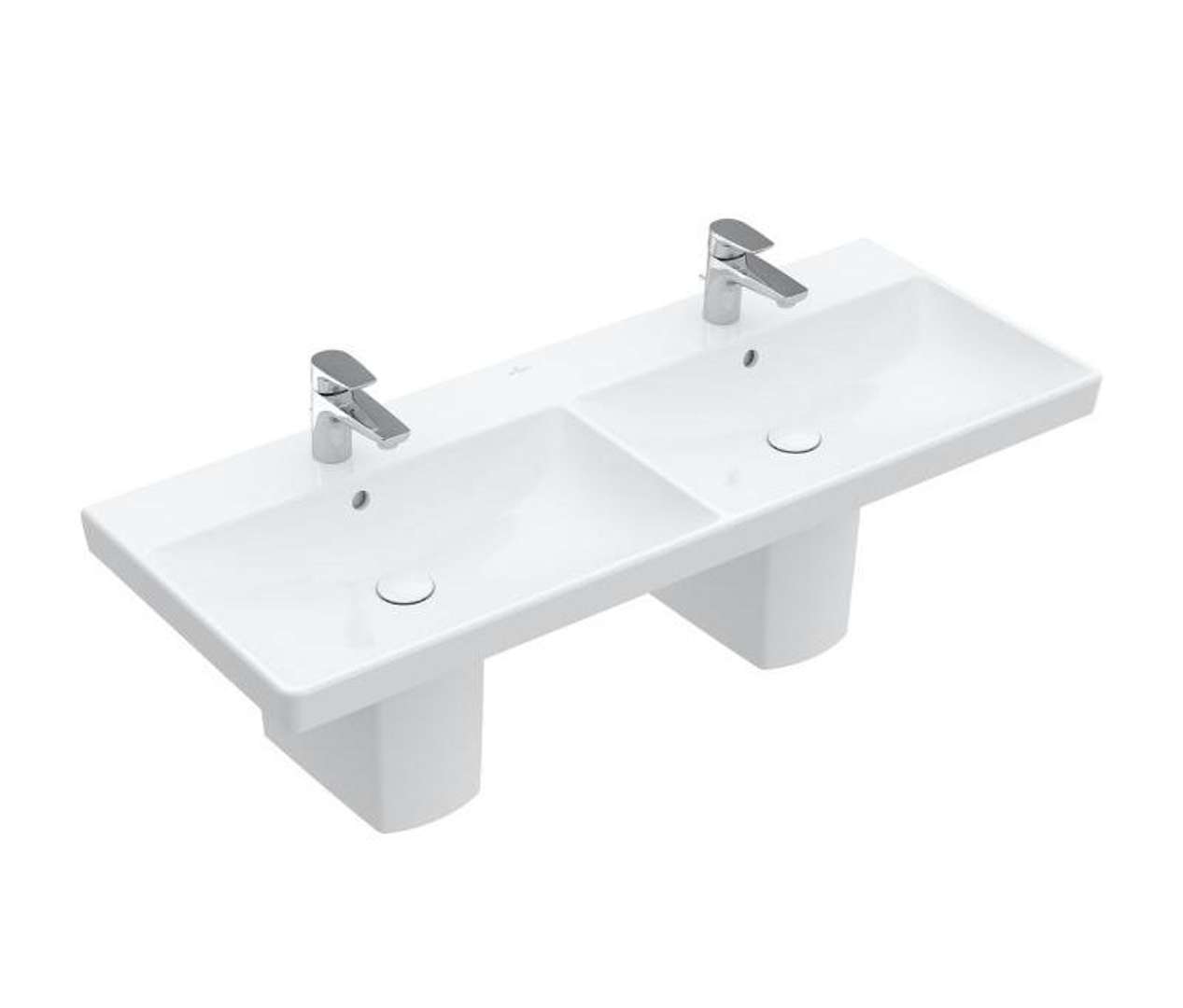 Villeroy & Boch Avento Dvojumývadlo nábytkové, 120x47 cm, s prepadom, 2 otvory na batériu, alpská biela 4A23CK01