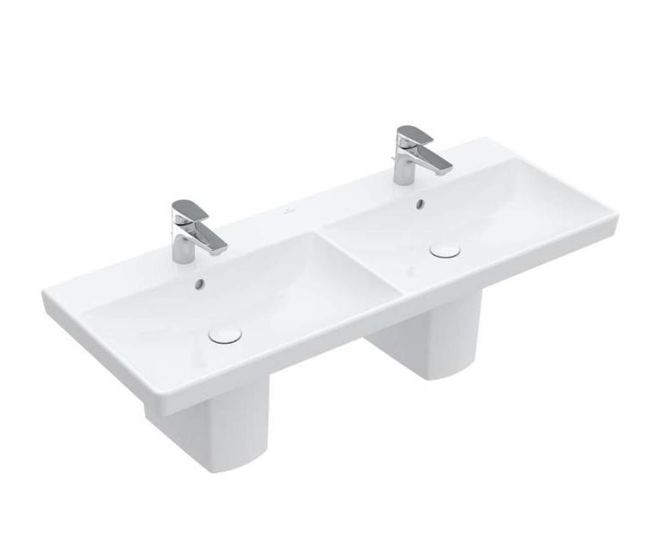 Villeroy & Boch Avento Dvojumývadlo nábytkové 120x47 cm, s prepadom, 2 otvory na batériu, CeramicPlus, alpská biela 4A23CKR1
