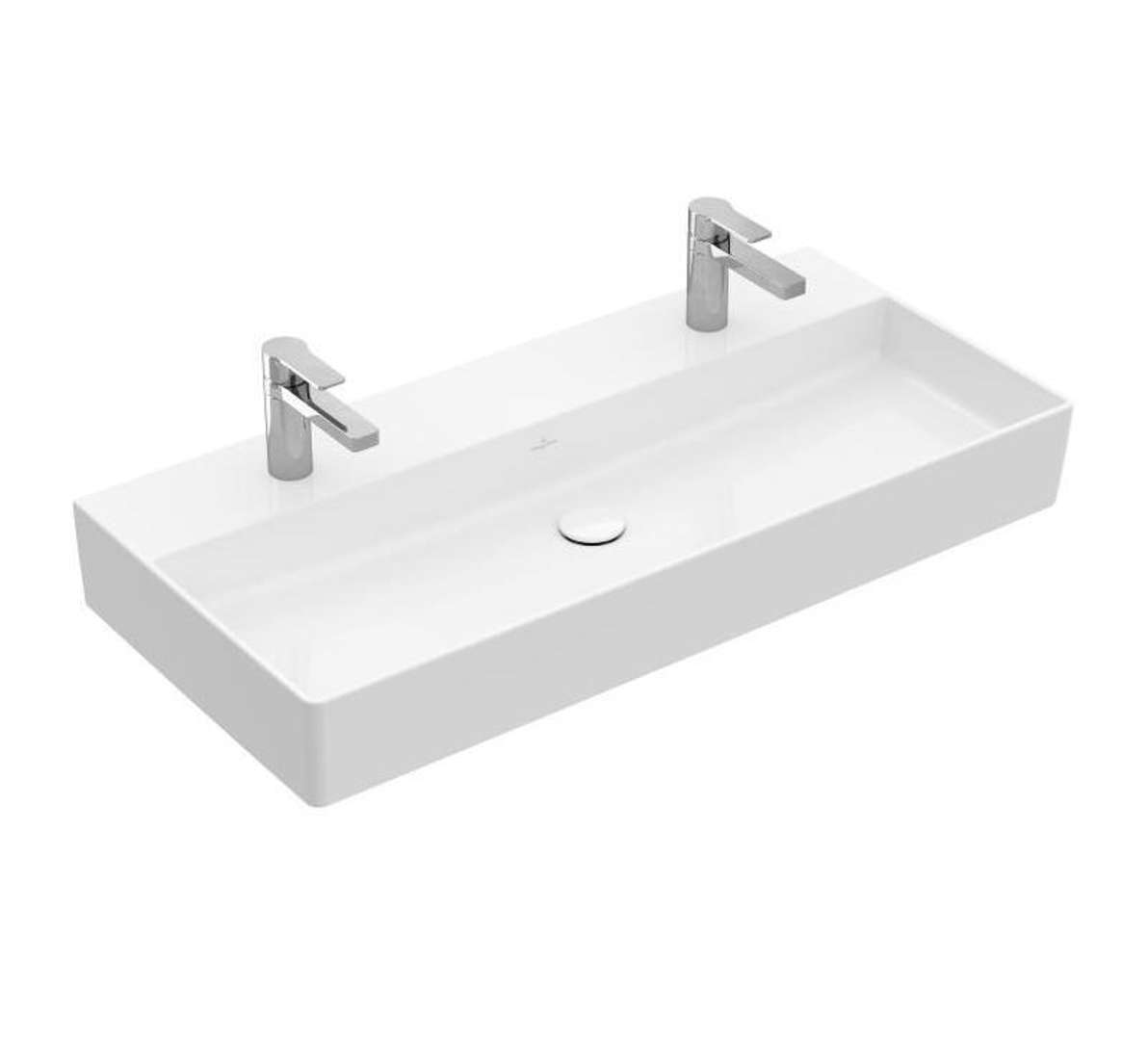 Villeroy & Boch Memento 2.0 Dvojumývadlo 100x47 cm, bez prepadu, 2 otvory na batériu, CeramicPlus, alpská biela 4A22A1R1