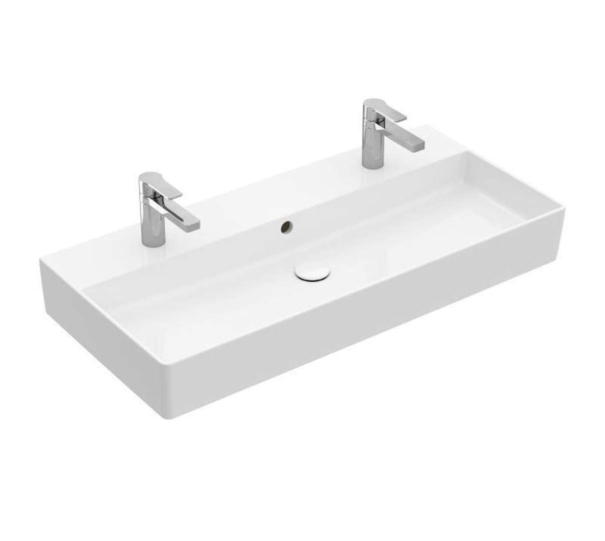 Villeroy & Boch Memento 2.0 Dvojumývadlo 100x47 cm, s prepadom, 2 otvory na batériu, CeramicPlus, alpská biela 4A22A4R1