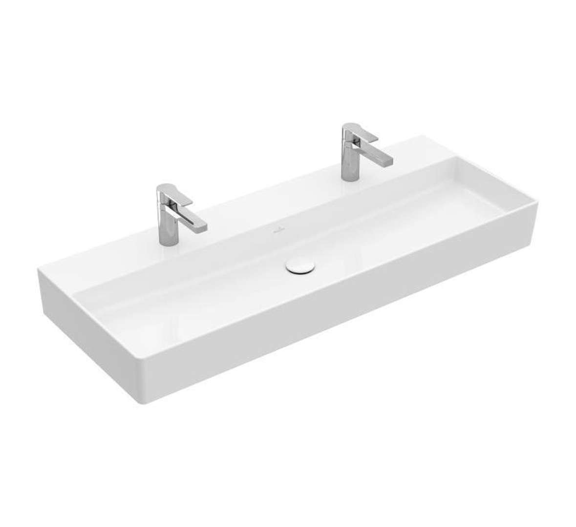 Villeroy & Boch Memento 2.0 Dvojumývadlo 120x47 cm, bez prepadu, 2 otvory na batériu, CeramicPlus, alpská biela 4A22C1R1