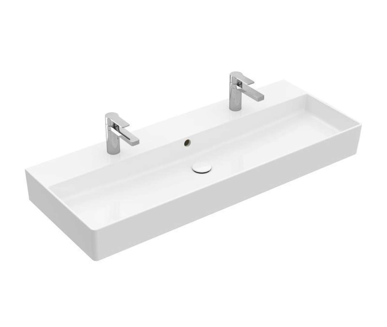 Villeroy & Boch Memento 2.0 Dvojumývadlo nábytkové 120x47 cm, s prepadom, 2 otvory na batériu, CeramicPlus, alpská biela 4A22CKR1